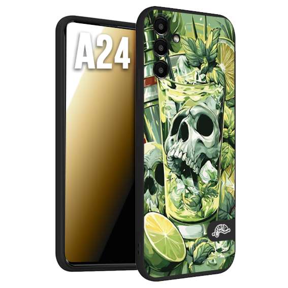 CUSTOMIZZA - Custodia cover nera morbida in tpu compatibile per Samsung A24 Mojito cocktail teschio illustrazione drink lime menta ghiacci tropicale street art