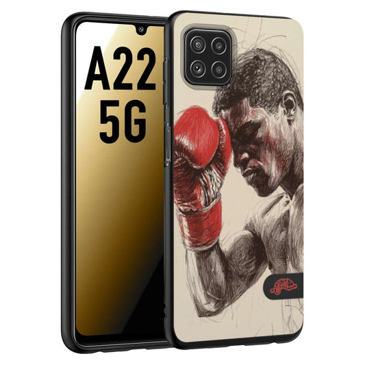 CUSTOMIZZA - Custodia cover nera morbida in tpu compatibile per Samsung A22 5G pugilato pugili disegno tattoo guantoni boxer pesi massimi