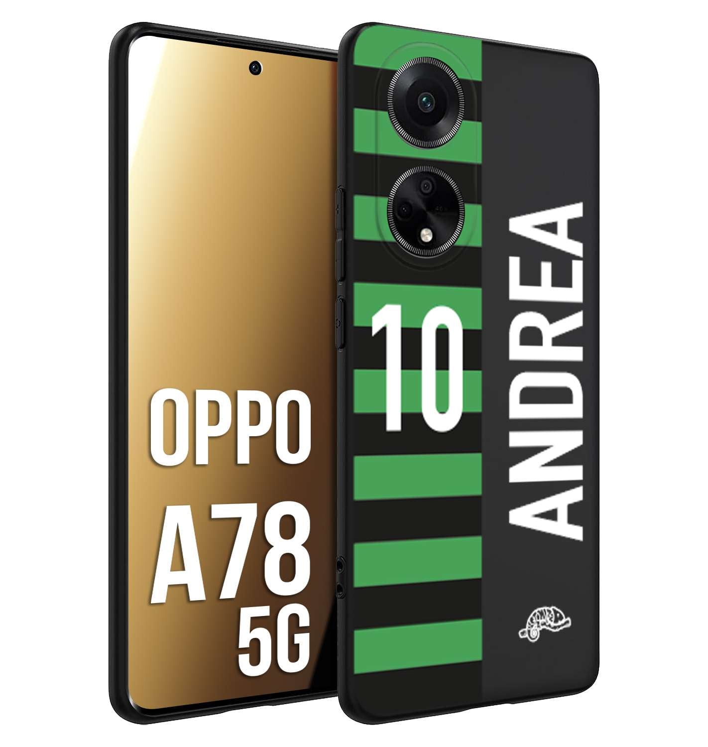 CUSTOMIZZA - Custodia cover nera morbida in tpu compatibile per Oppo A78 5G personalizzata calcio football nome e numero calciatori neroverde