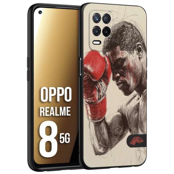CUSTOMIZZA - Custodia cover nera morbida in tpu compatibile per Realme 8 5G pugilato pugili disegno tattoo guantoni boxer pesi massimi
