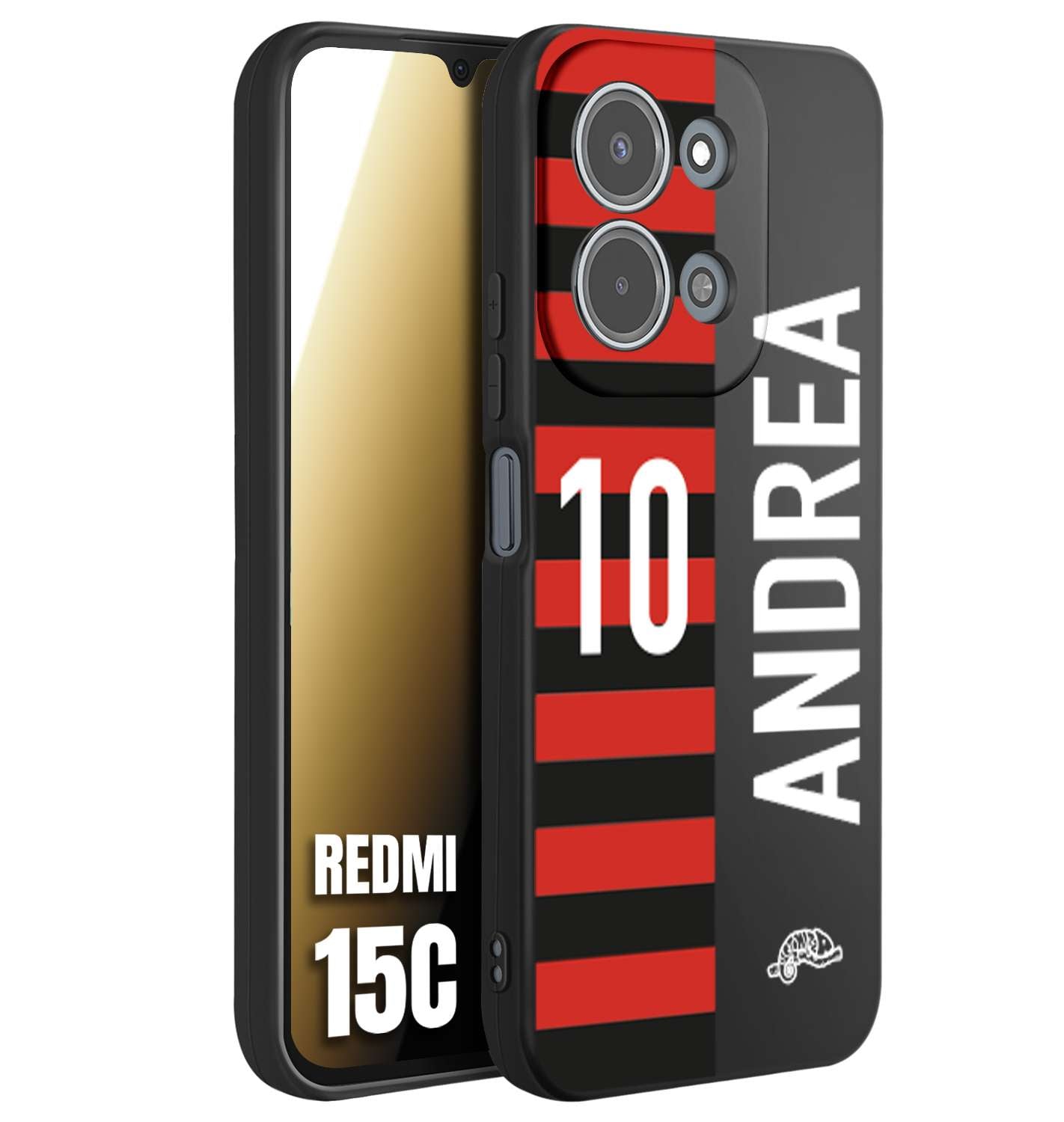 CUSTOMIZZA - Custodia cover nera morbida in tpu compatibile per Xiaomi Redmi 15C personalizzata calcio football nome e numero calciatori rossonera