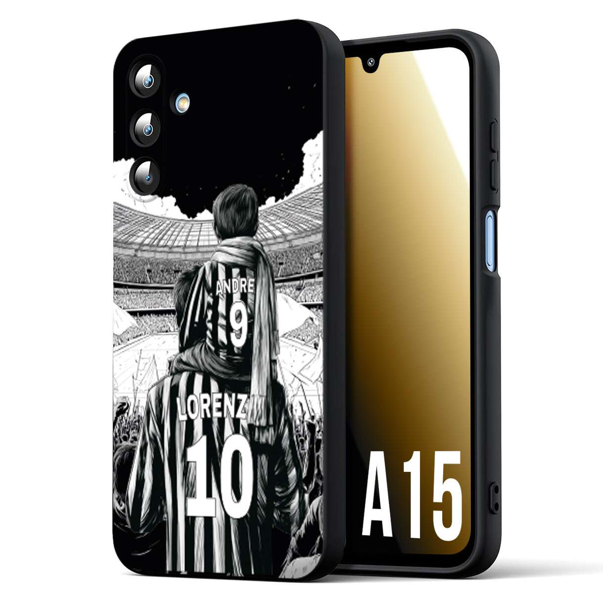 CUSTOMIZZA - Custodia cover nera morbida in tpu compatibile per Samsung A15 5G personalizzata calcio football nome e numero calciatori bianconeri bianca e nera