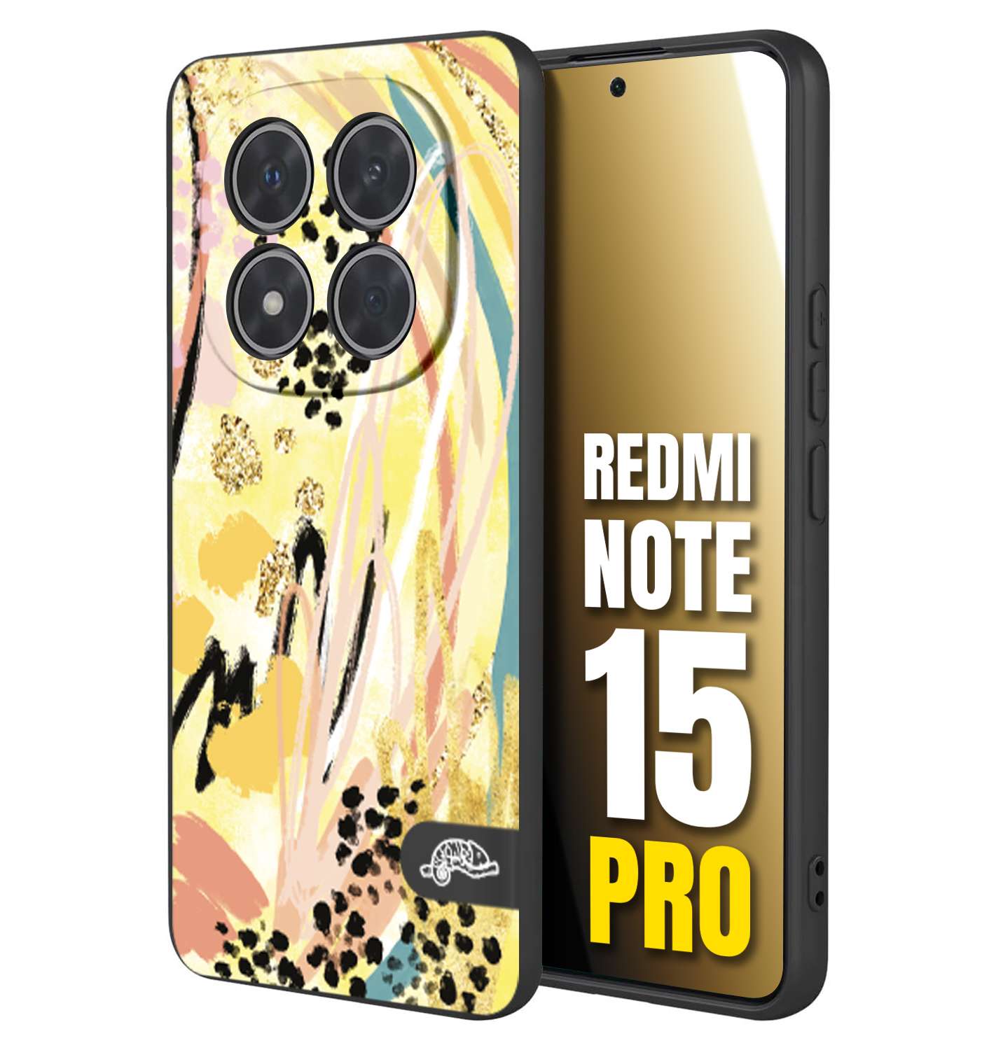 CUSTOMIZZA - Custodia cover nera morbida in tpu compatibile per Xiaomi Redmi Note 15 PRO astratti donna flower fantasia estate gialla rosa leopardata