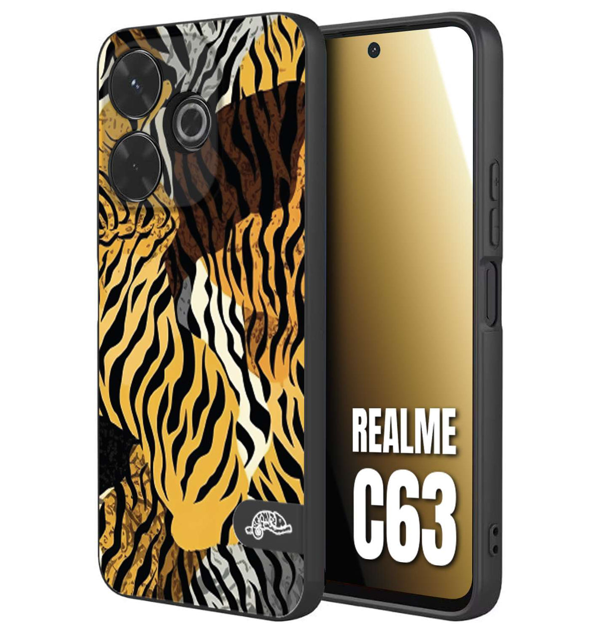 CUSTOMIZZA - Custodia cover nera morbida in tpu compatibile per Realme C63 leopardato tigrato tiger colorata donna fashion estate