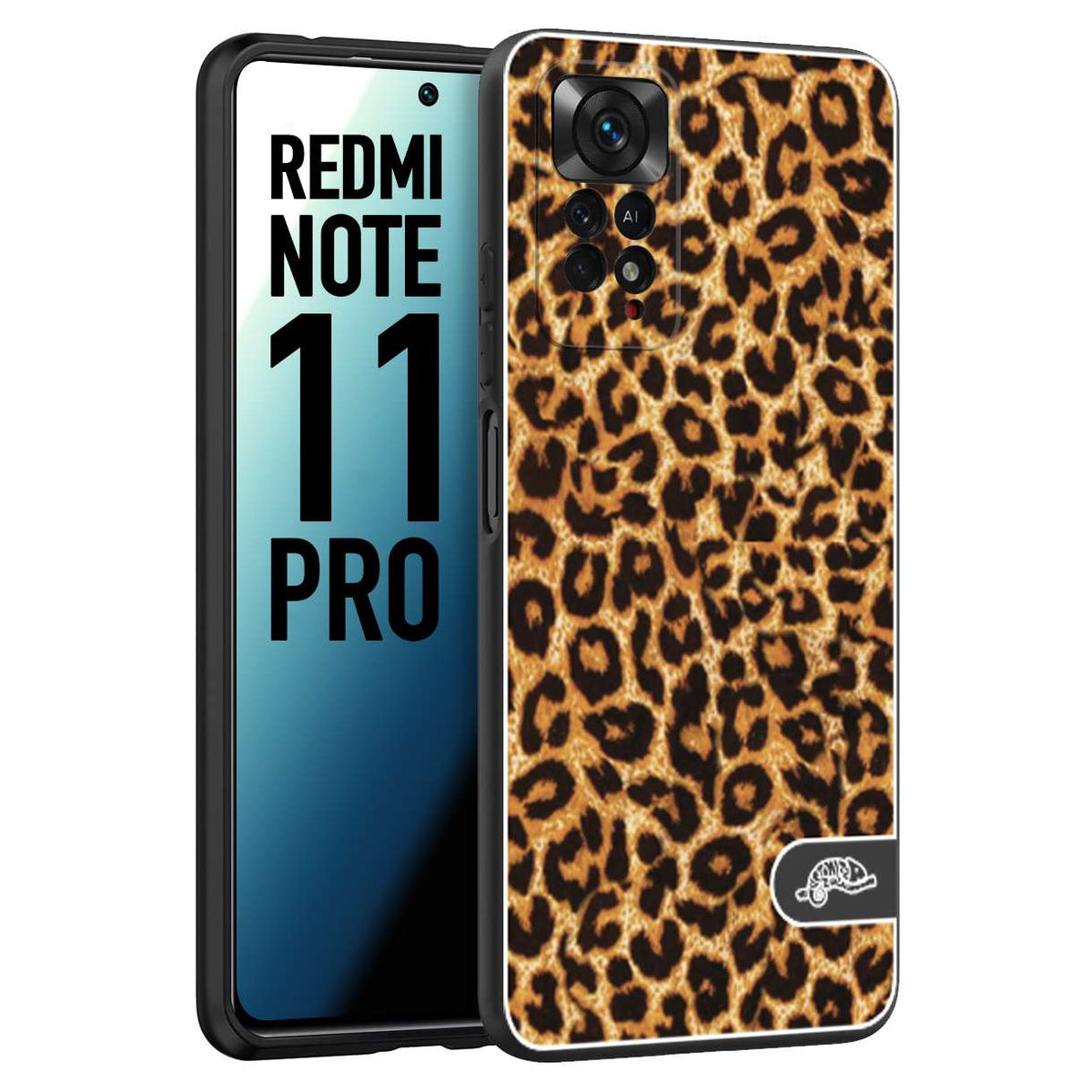 CUSTOMIZZA - Custodia cover nera morbida in tpu compatibile per Xiaomi Redmi Note 11 PRO leopardato maculato donna marrone leopard brown
