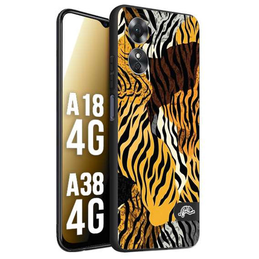CUSTOMIZZA - Custodia cover nera morbida in tpu compatibile per Oppo A18 4G - A38 4G leopardato tigrato tiger colorata donna fashion estate
