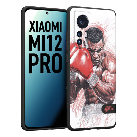 CUSTOMIZZA - Custodia cover nera morbida in tpu compatibile per Xiaomi 12 PRO pugilato pugili disegno tattoo guantoni boxer pesi massimi iron mike