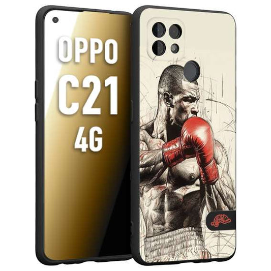 CUSTOMIZZA - Custodia cover nera morbida in tpu compatibile per Realme C21 4G pugilato pugili disegno tattoo guantoni box sport ring