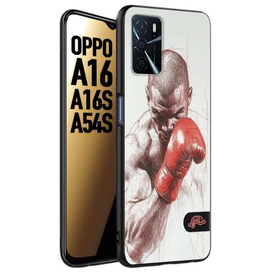CUSTOMIZZA - Custodia cover nera morbida in tpu compatibile per Oppo A16 - A16S - A54S pugilato pugili disegno tattoo guantoni box sport primo piano