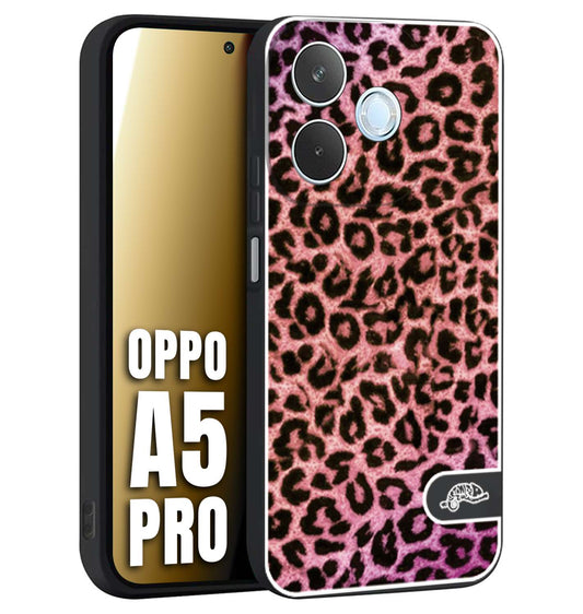 CUSTOMIZZA - Custodia cover nera morbida in tpu compatibile per Oppo A5 PRO leopardato maculato donna rosa leopard