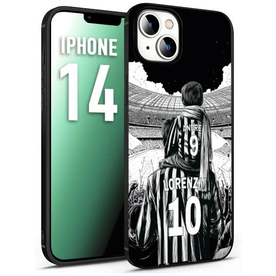 CUSTOMIZZA - Custodia cover nera morbida in tpu compatibile per iPhone 14 personalizzata calcio football nome e numero calciatori bianconeri bianca e nera
