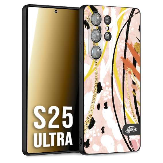 CUSTOMIZZA - Custodia cover nera morbida in tpu compatibile per Samsung S25 ULTRA fiori astratti donna zebrato leopardato fantasia dorata gialla rosa colorata