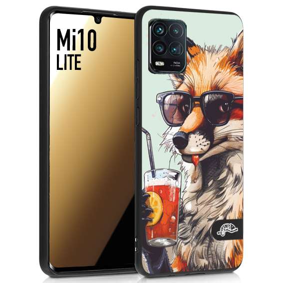 CUSTOMIZZA - Custodia cover nera morbida in tpu compatibile per Xiaomi Mi 10 LITE estate disegnata cocktails animali simpatici fox volpe negroni