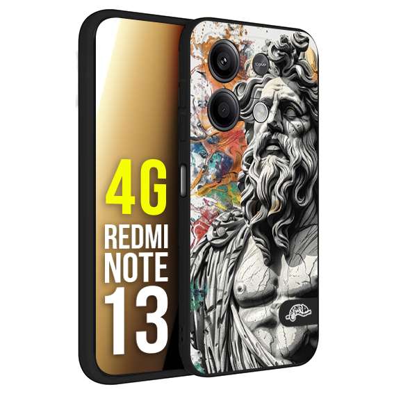 CUSTOMIZZA - Custodia cover nera morbida in tpu compatibile per Xiaomi Redmi Note 13 4G eopardato maculato donna rosa leopard