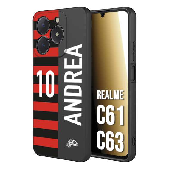 CUSTOMIZZA - Custodia cover nera morbida in tpu compatibile per Oppo C61 - C63 personalizzata calcio football nome e numero calciatori rossonera