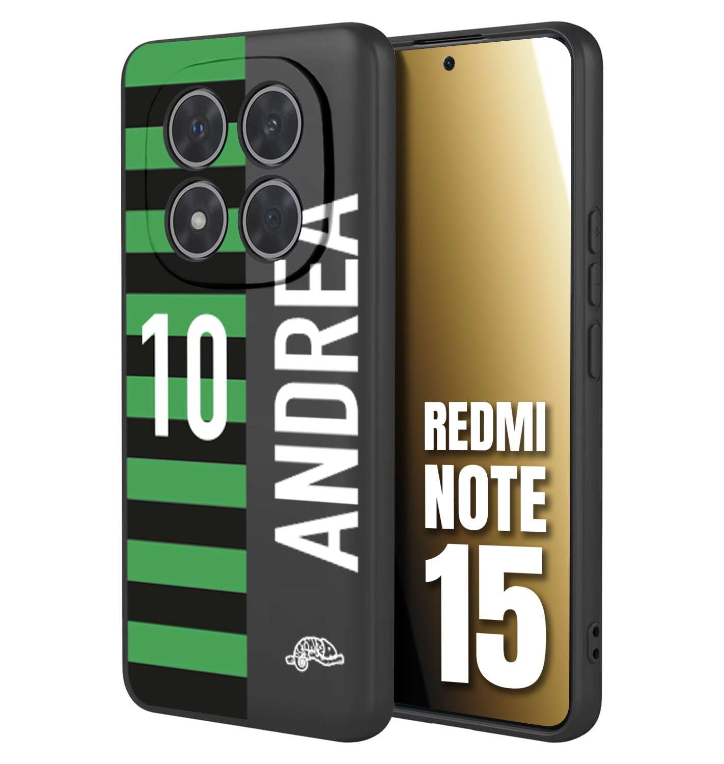 CUSTOMIZZA - Custodia cover nera morbida in tpu compatibile per Xiaomi Redmi Note 15 personalizzata calcio football nome e numero calciatori neroverde