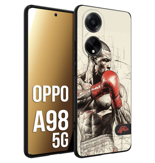 CUSTOMIZZA - Custodia cover nera morbida in tpu compatibile per Oppo A98 5G pugilato pugili disegno tattoo guantoni box sport ring