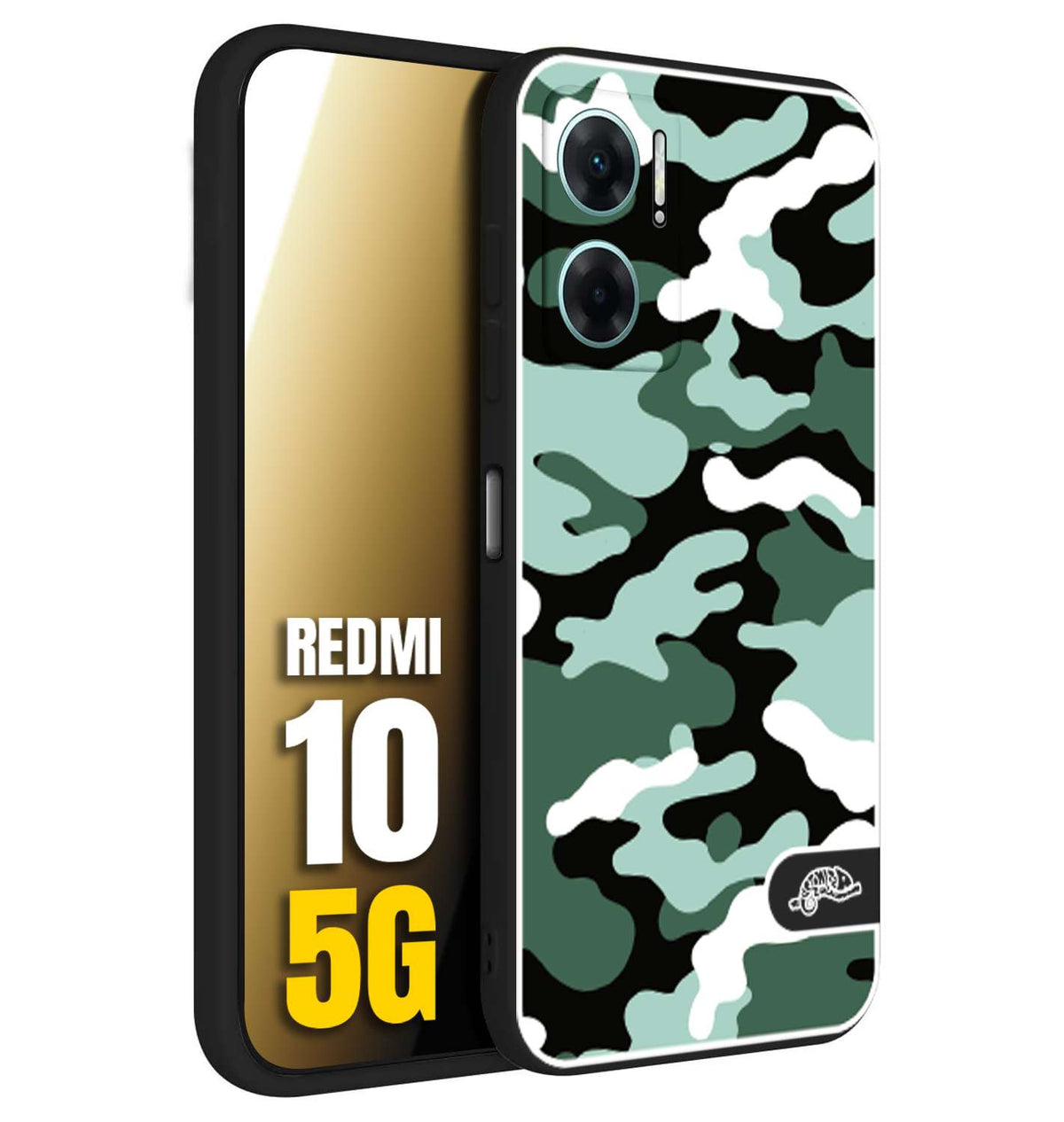 CUSTOMIZZA - Custodia cover nera morbida in tpu compatibile per Xiaomi Redmi 10 5G camouflage mimetico militare verde green