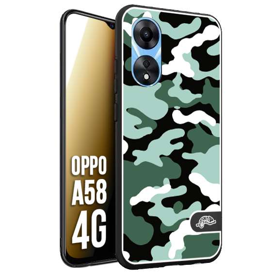 CUSTOMIZZA - Custodia cover nera morbida in tpu compatibile per Oppo A58 4G camouflage mimetico militare verde green