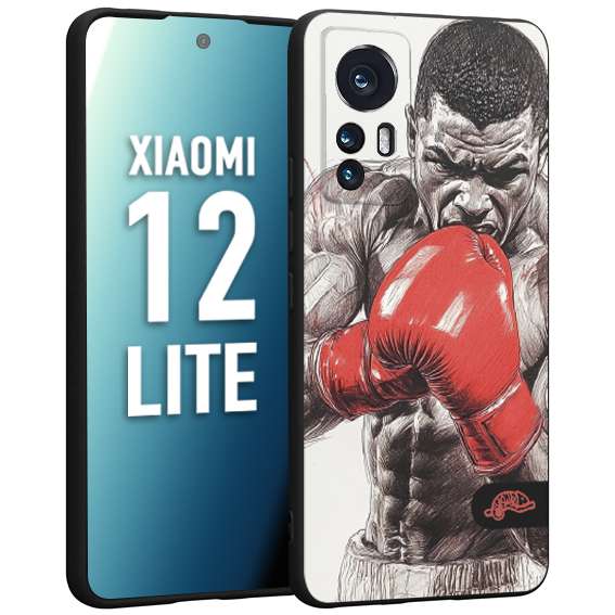 CUSTOMIZZA - Custodia cover nera morbida in tpu compatibile per Xiaomi 12 LITE pugilato pugili disegno tattoo guantoni box pesi massimi gancio