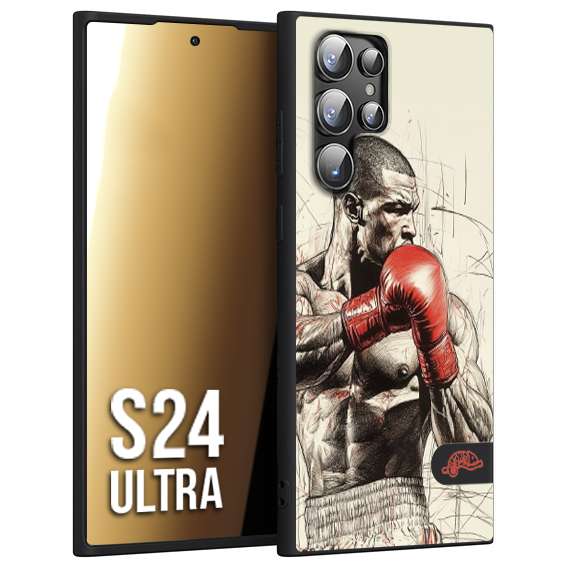 CUSTOMIZZA - Custodia cover nera morbida in tpu compatibile per Samsung S24 ULTRA pugilato pugili disegno tattoo guantoni box sport ring