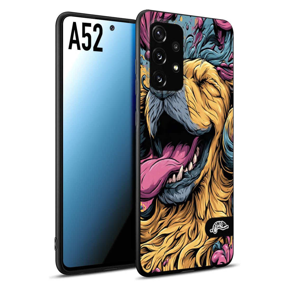 CUSTOMIZZA - Custodia cover nera morbida in tpu compatibile per Samsung A52 Negroni cocktail teschio illustrazione rosso arancia ghiaccio piccante street art fumetto