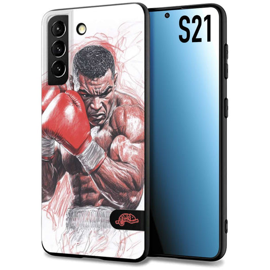 CUSTOMIZZA - Custodia cover nera morbida in tpu compatibile per Samsung S21 pugilato pugili disegno tattoo guantoni boxer pesi massimi iron mike