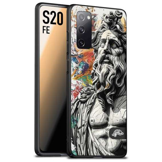 CUSTOMIZZA - Custodia cover nera morbida in tpu compatibile per Samsung S20 FE statua colorata moderna antico tattoo splash color