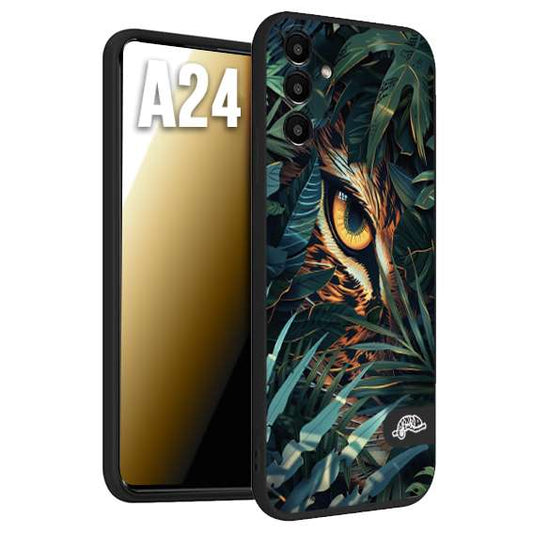 CUSTOMIZZA - Custodia cover nera morbida in tpu compatibile per Samsung A24 animali color giungla tropicale occhio di giaguaro felino disegnato