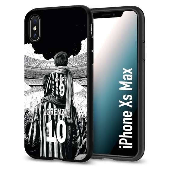 CUSTOMIZZA - Custodia cover nera morbida in tpu compatibile per iPhone XS MAX personalizzata calcio football nome e numero calciatori bianconeri bianca e nera