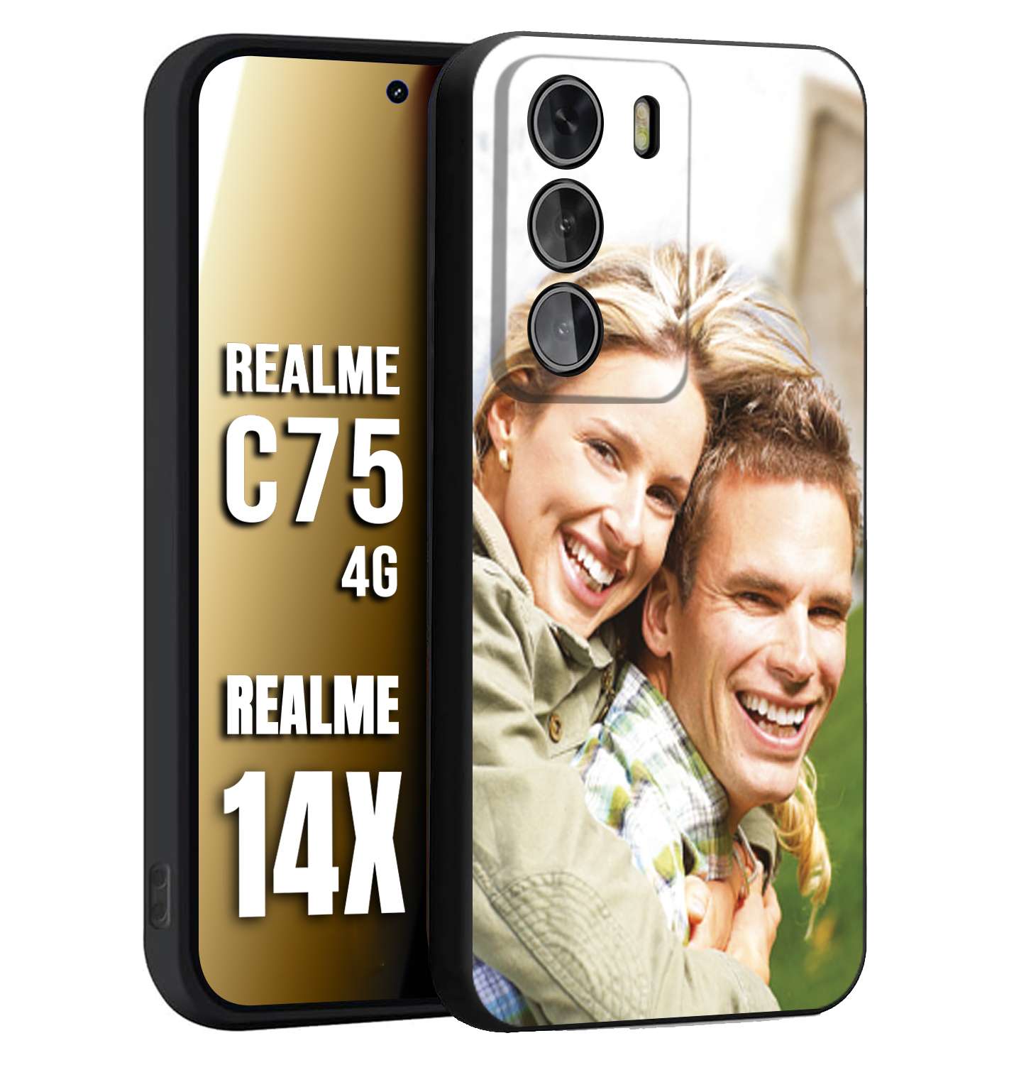 CUSTOMIZZA - Custodia cover nera morbida in tpu compatibile per Realme 14X - C75 4G personalizzata con foto immagine scritta a piacere