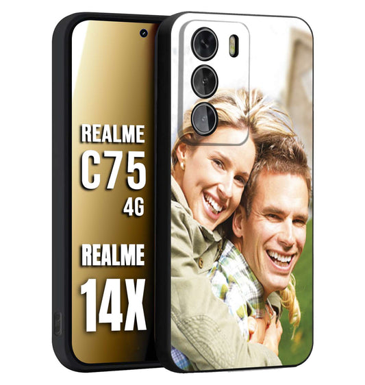 CUSTOMIZZA - Custodia cover nera morbida in tpu compatibile per Realme 14X - C75 4G personalizzata con foto immagine scritta a piacere