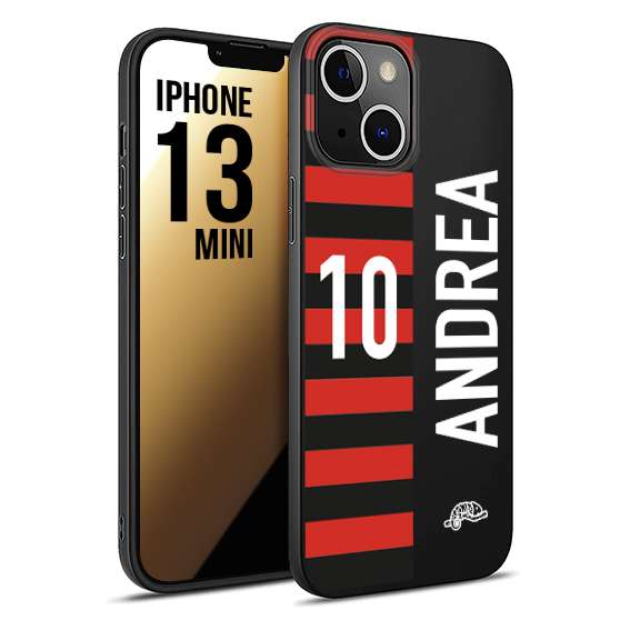 CUSTOMIZZA - Custodia cover nera morbida in tpu compatibile per iPhone 13 MINI personalizzata calcio football nome e numero calciatori rossonera