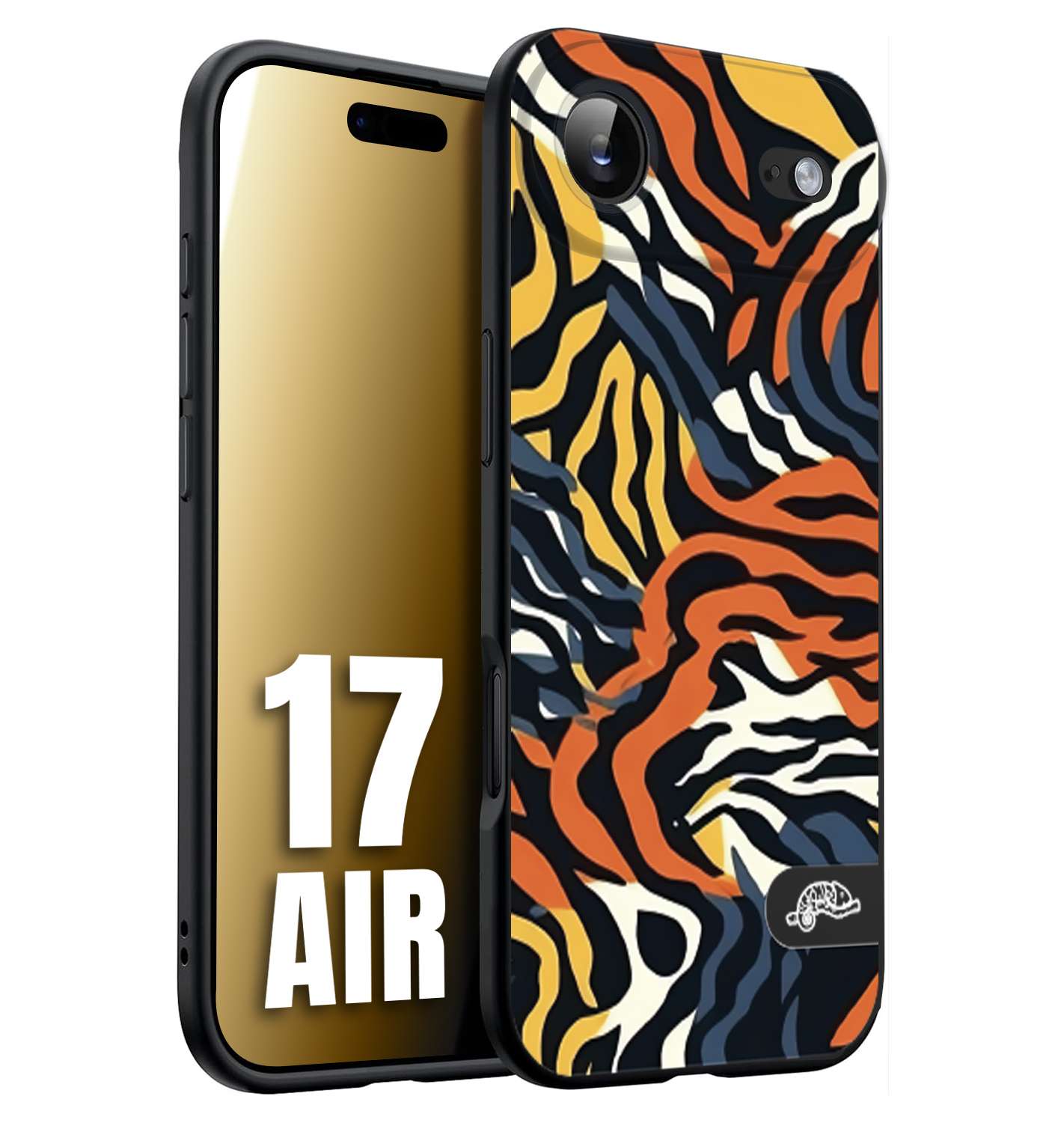 CUSTOMIZZA - Custodia cover nera morbida in tpu compatibile per iPhone 17 AIR leopardato maculato tigrato tiger colorata gialla blu arancio