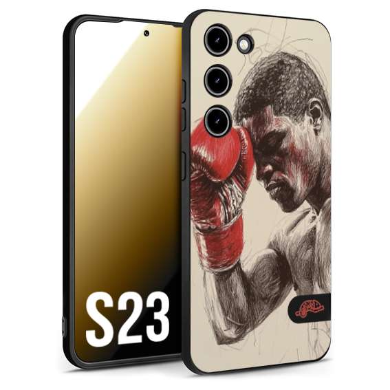 CUSTOMIZZA - Custodia cover nera morbida in tpu compatibile per Samsung S23 pugilato pugili disegno tattoo guantoni boxer pesi massimi