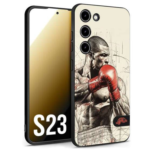 CUSTOMIZZA - Custodia cover nera morbida in tpu compatibile per Samsung S23 pugilato pugili disegno tattoo guantoni box sport ring