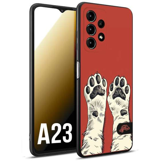 CUSTOMIZZA - Custodia cover nera morbida in tpu compatibile per Samsung A23 zampe di gatto cat paws rossa red disegnata fumetto cartoon