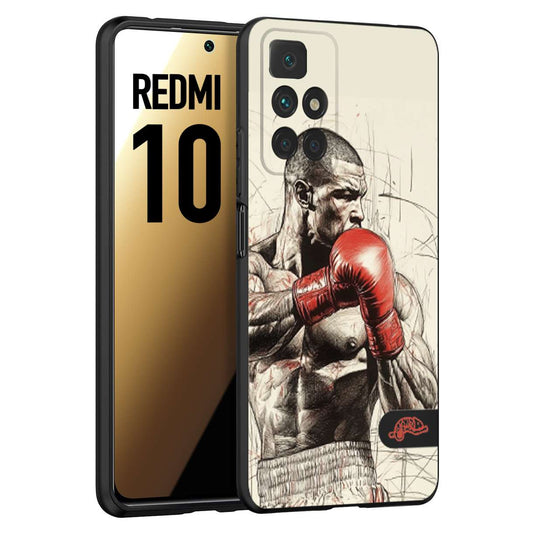 CUSTOMIZZA - Custodia cover nera morbida in tpu compatibile per Xiaomi Redmi 10 pugilato pugili disegno tattoo guantoni box sport ring