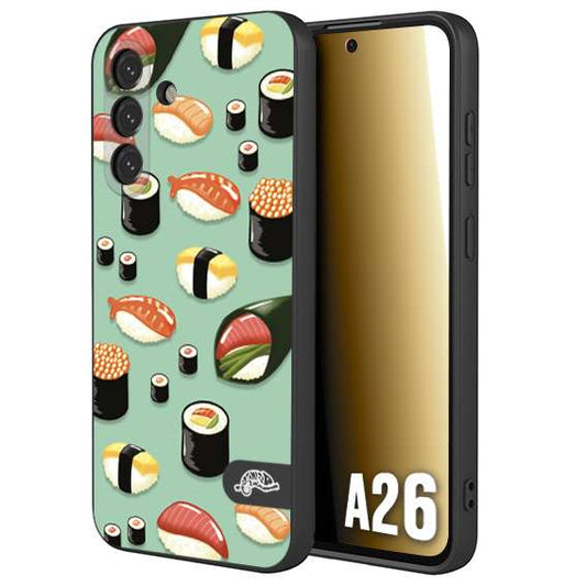CUSTOMIZZA - Custodia cover nera morbida in tpu compatibile per Samsung A26 sushi disegni giapponese nighiri acquamarina verde