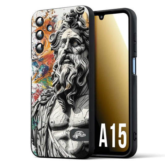CUSTOMIZZA - Custodia cover nera morbida in tpu compatibile per Samsung A15 5G statua colorata moderna antico tattoo splash color