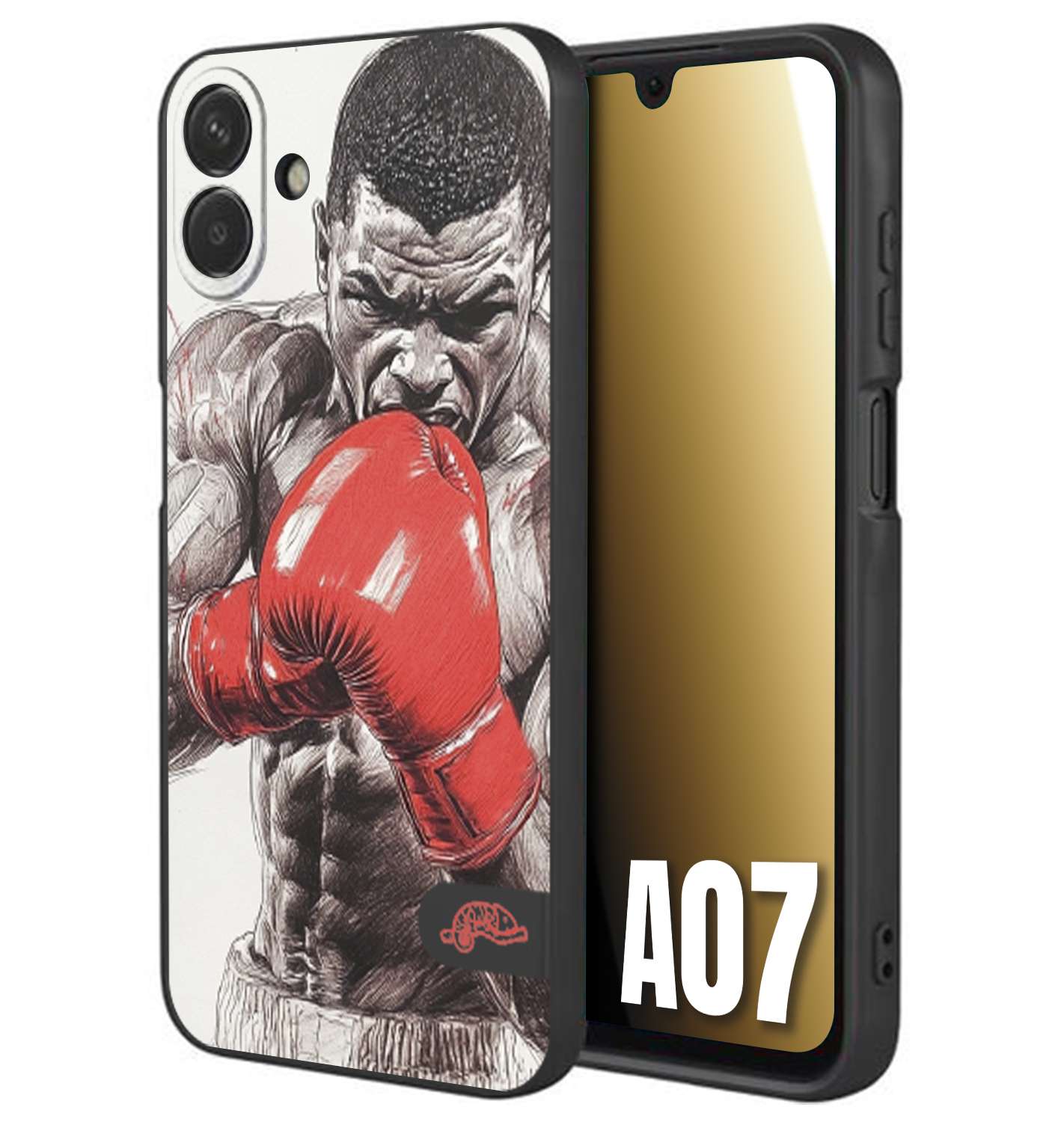 CUSTOMIZZA - Custodia cover nera morbida in tpu compatibile per Samsung A07 pugilato pugili disegno tattoo guantoni box pesi massimi gancio
