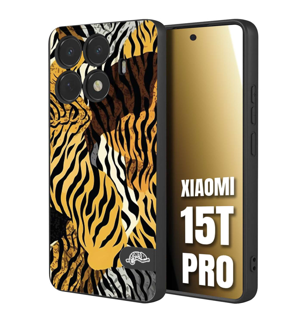 CUSTOMIZZA - Custodia cover nera morbida in tpu compatibile per Xiaomi 15T PRO leopardato tigrato tiger colorata donna fashion estate