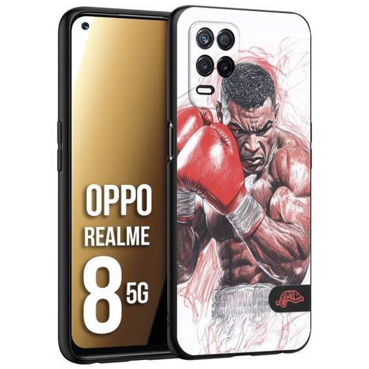 CUSTOMIZZA - Custodia cover nera morbida in tpu compatibile per Realme 8 5G pugilato pugili disegno tattoo guantoni boxer pesi massimi iron mike
