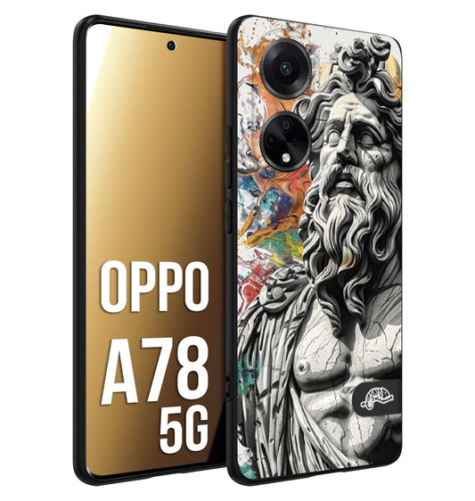 CUSTOMIZZA - Custodia cover nera morbida in tpu compatibile per Oppo A78 5G statua colorata moderna antico tattoo splash color