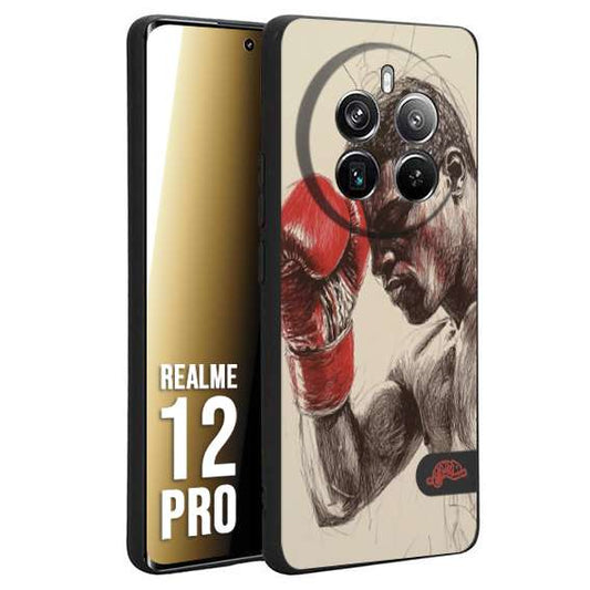 CUSTOMIZZA - Custodia cover nera morbida in tpu compatibile per Realme 12 PRO pugilato pugili disegno tattoo guantoni boxer pesi massimi