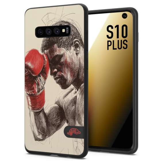 CUSTOMIZZA - Custodia cover nera morbida in tpu compatibile per Samsung S10 PLUS pugilato pugili disegno tattoo guantoni boxer pesi massimi