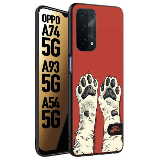 CUSTOMIZZA - Custodia cover nera morbida in tpu compatibile per Oppo A74 5G - A93 5G - A54 5G zampe di gatto cat paws rossa red disegnata fumetto cartoon