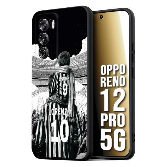 CUSTOMIZZA - Custodia cover nera morbida in tpu compatibile per Oppo Reno 12 PRO 5G personalizzata calcio football nome e numero calciatori bianconeri bianca e nera
