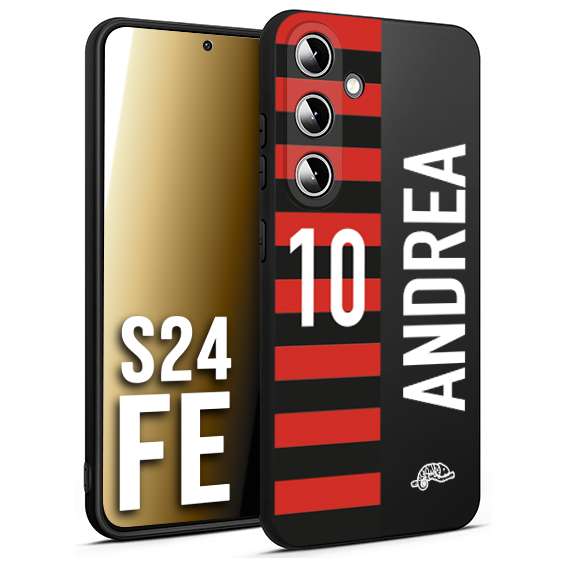 CUSTOMIZZA - Custodia cover nera morbida in tpu compatibile per Samsung S24 FE personalizzata calcio football nome e numero calciatori rossonera