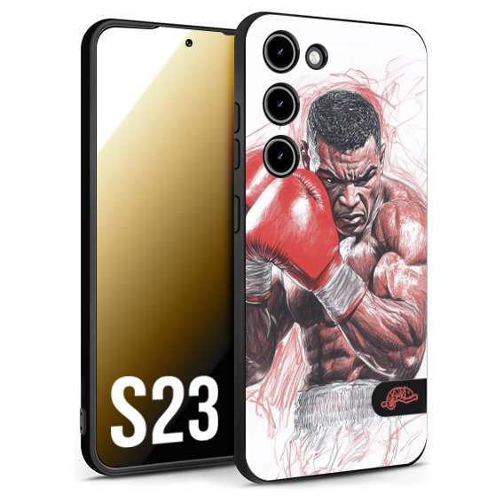 CUSTOMIZZA - Custodia cover nera morbida in tpu compatibile per Samsung S23 pugilato pugili disegno tattoo guantoni boxer pesi massimi iron mike
